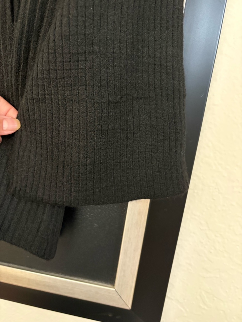 Black Ribbed Button-Up Knit Cardigan - Picture 3 of 3